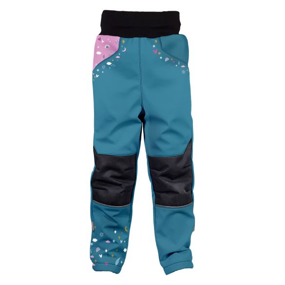 Kids Softshell Trousers, UNICORNS, Teal