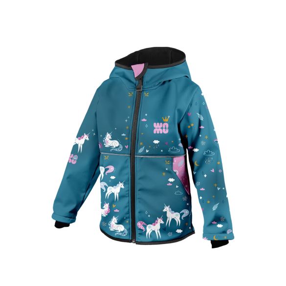 Kids Softshell Jacket, UNICORNS, Teal